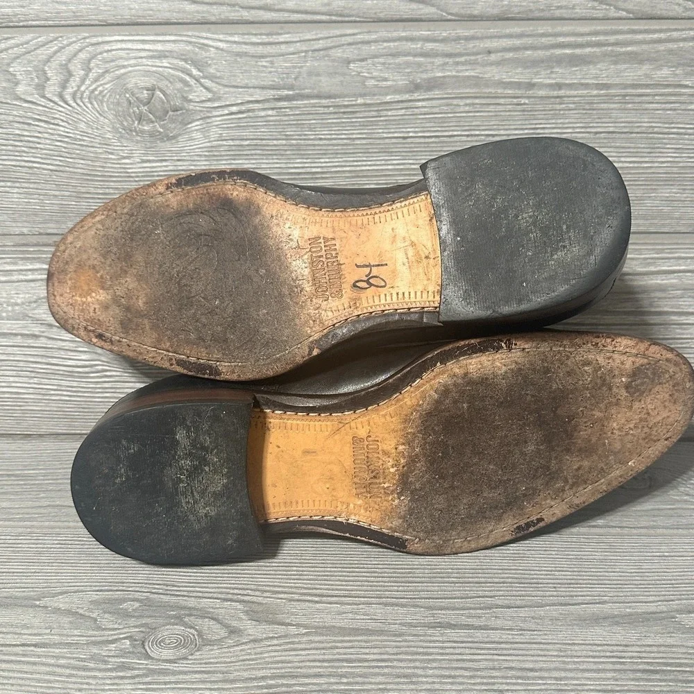 Johnston‎ & Murphy Dress Shoes Double Monk Strap Men 10M Black Cap Toe Leather